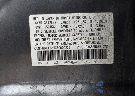 2011 Honda Fit Sport z USA, uszkodzony, nr VIN JHMGE8H5XBC000229